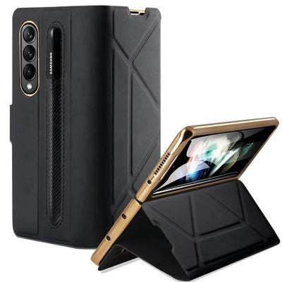 Leather Flip Stand S Pen Holder Slot Case For Samsung Galaxy Z Fold 4