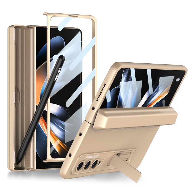 Pen Slot, Kickstand & Screen Protector Case for Samsung Galaxy Z Fold 4