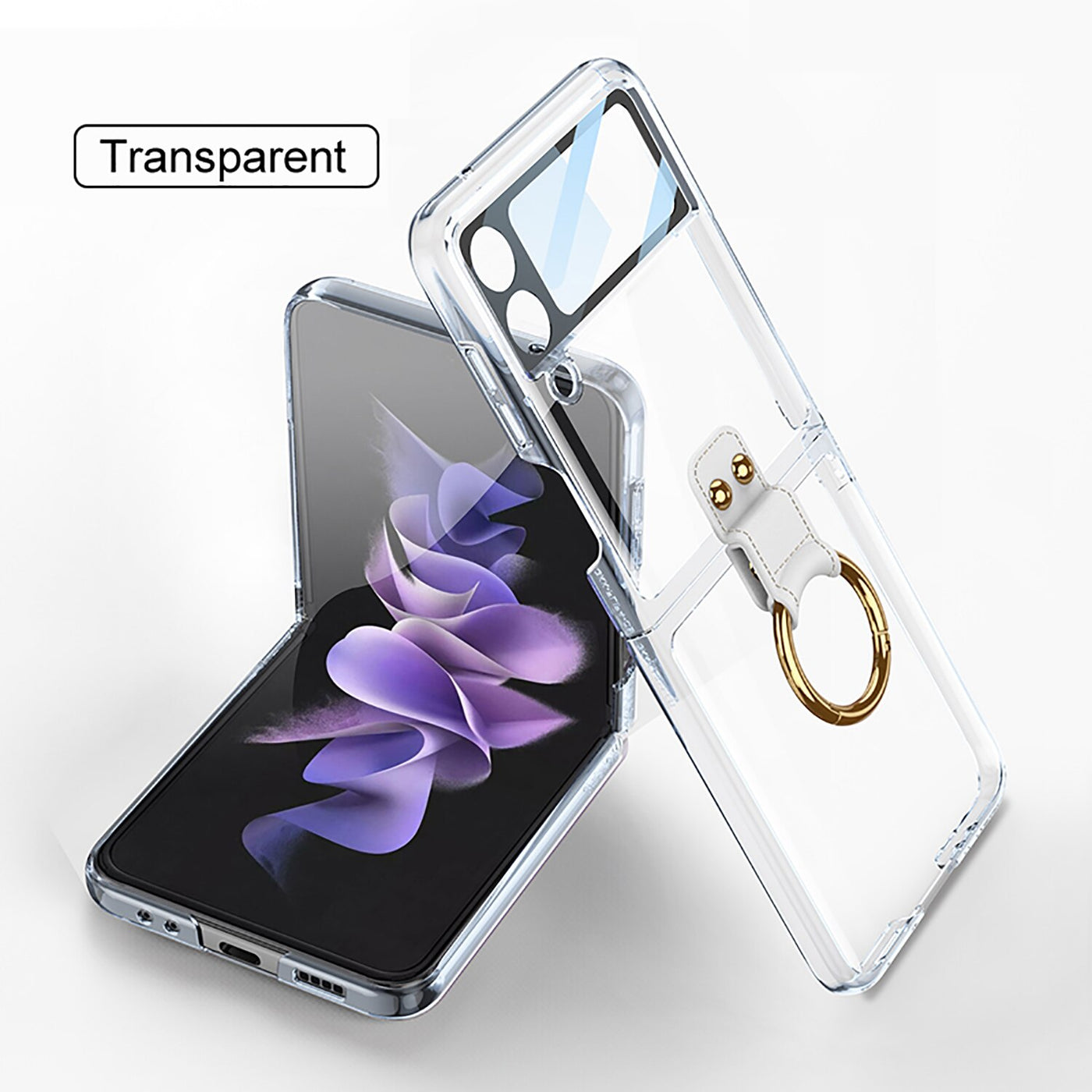 Transparent Case with Ring Holder for Samsung Galaxy Z Flip 4