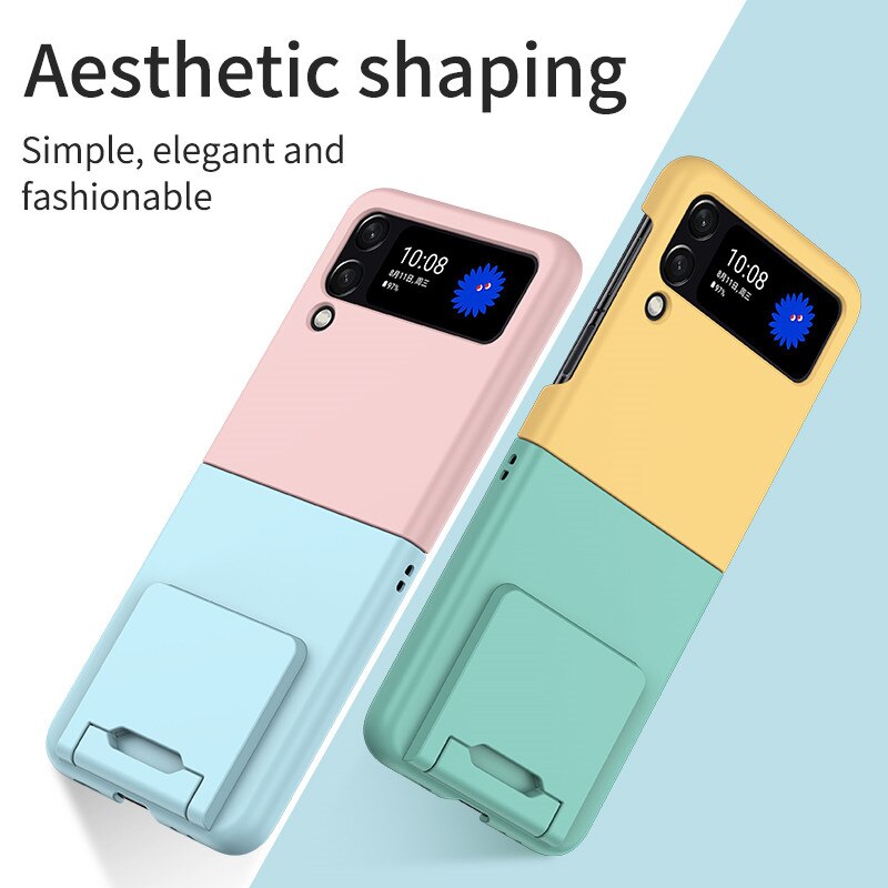 Contrasting Colors Case with Invisible Bracket For Samsung Galaxy Z Flip 4