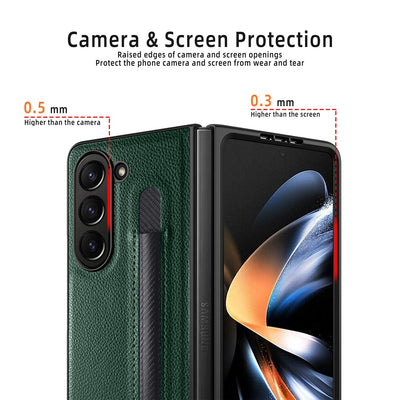 Luxury Leather Case With Pen Slot For Samsung Galaxy Z Fold 5
