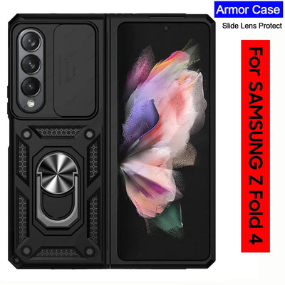 Armor Case with Lens Protection & Stand For Samsung Galaxy Z Fold 4