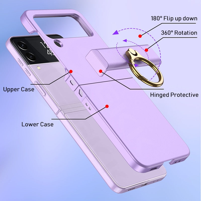 Ultra-Slim Full Protection Case with Ring Holder For Galaxy Z Flip 4