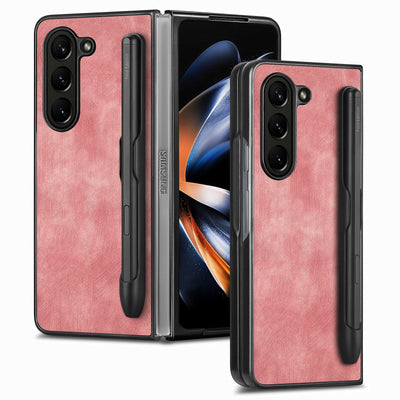 Retro Leather Case with Pen Slot For Samsung Galaxy Z Fold 5