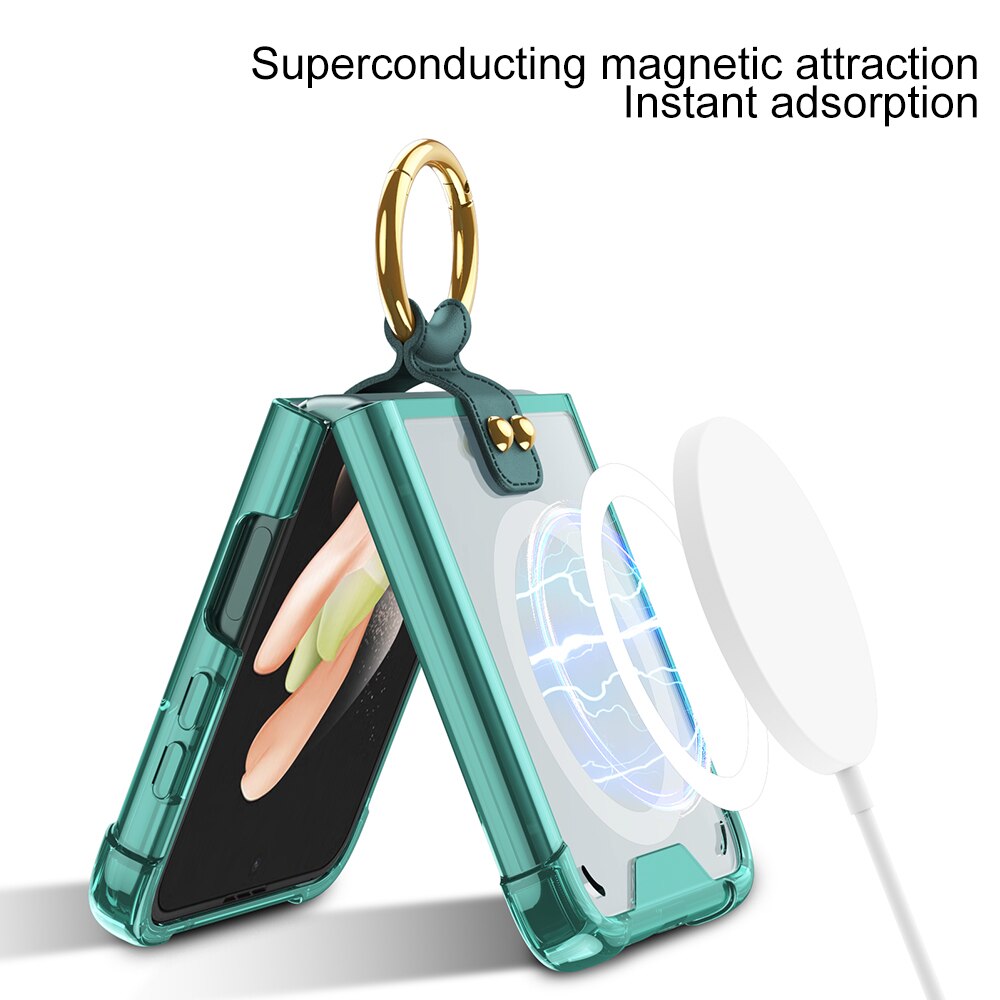 Transparent Wireless Charging Magnetic Case For Samsung Galaxy Z Flip 4