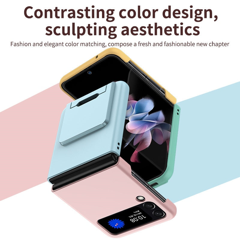 Contrasting Colors Case with Invisible Bracket For Samsung Galaxy Z Flip 4
