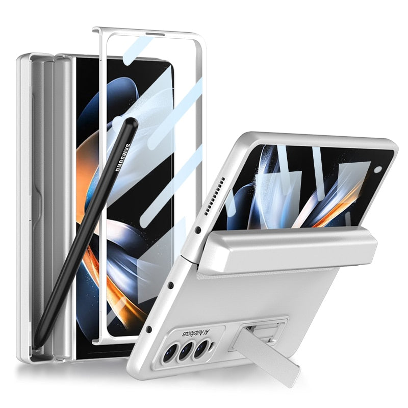 Pen Slot, Kickstand & Screen Protector Case for Samsung Galaxy Z Fold 4