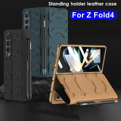 Standing Leather Case with S Pen & Card Slot for Samsung Galaxy Z Fold 4