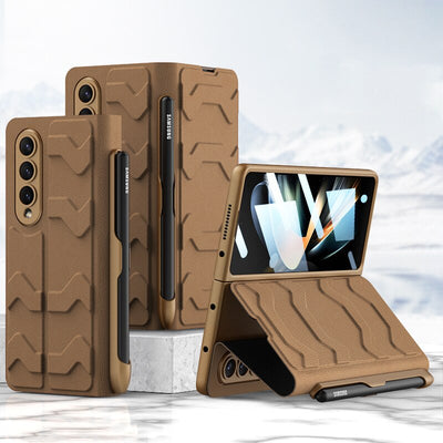 Standing Leather Case with S Pen & Card Slot for Samsung Galaxy Z Fold 4