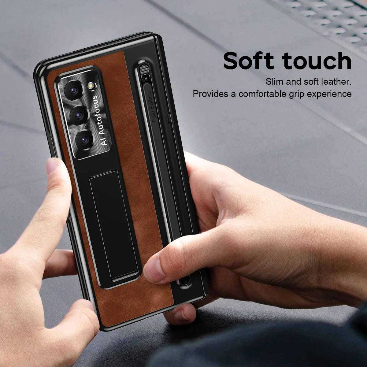 Leather Case With S Pen & Bracket for Samsung Galaxy Z Fold 6