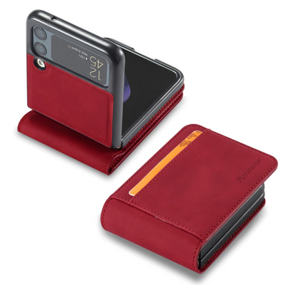 Luxury Leather Wallet Case For Z Flip 3