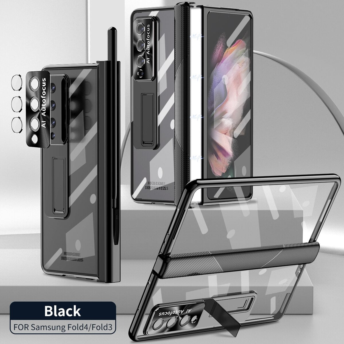 2 PCS Magnetic Transparent Pen Slot Front Screen Glass Case (FREE S-PEN Gift)