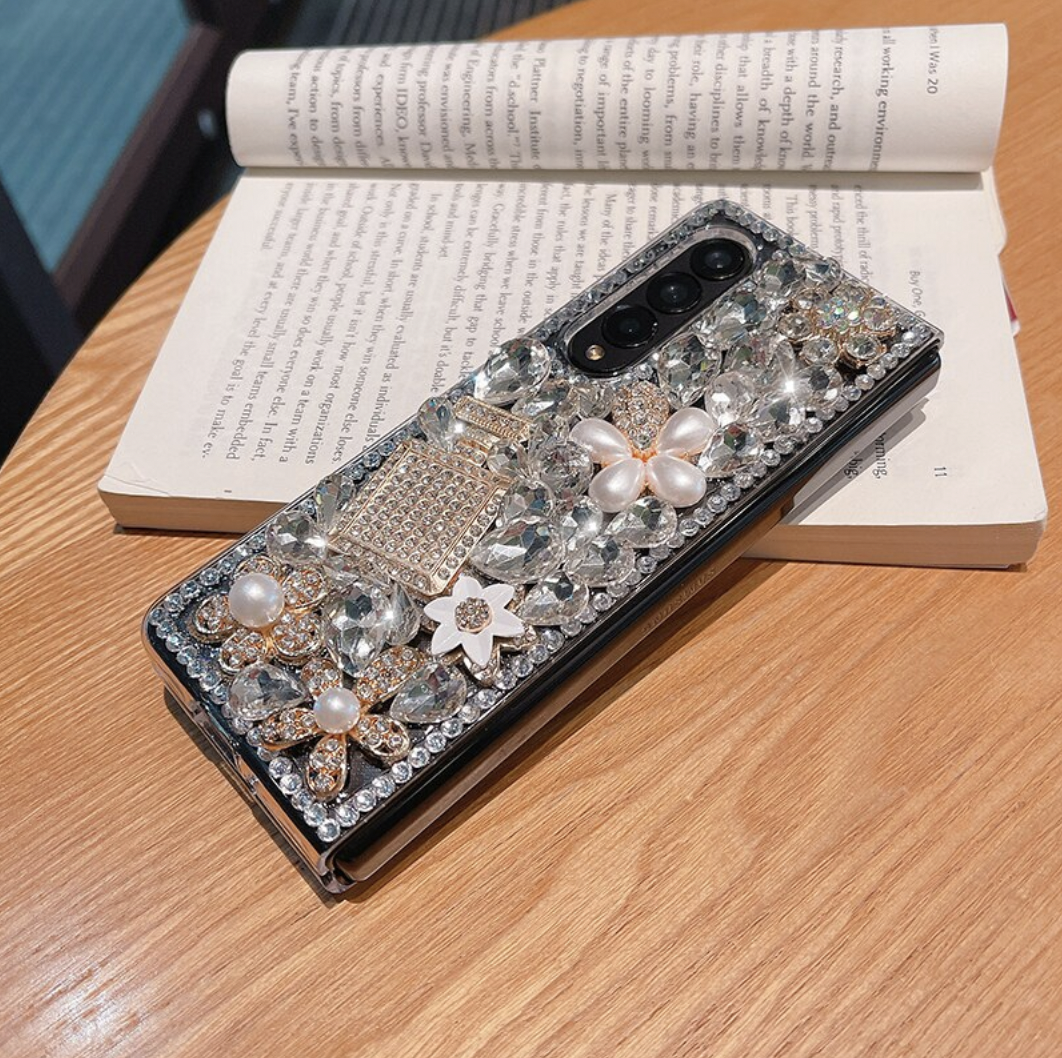 Luxury Pearl Flowers Case For Samsung Galaxy Z Fold 3 5G