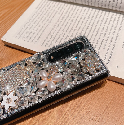 Luxury Pearl Flowers Case For Samsung Galaxy Z Fold 3 5G