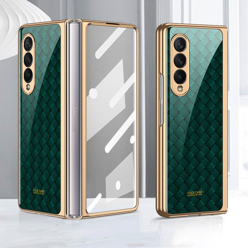 Patterned Tempered Glass Case for Samsung Galaxy Z Fold 4