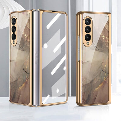 Patterned Tempered Glass Case for Samsung Galaxy Z Fold 4