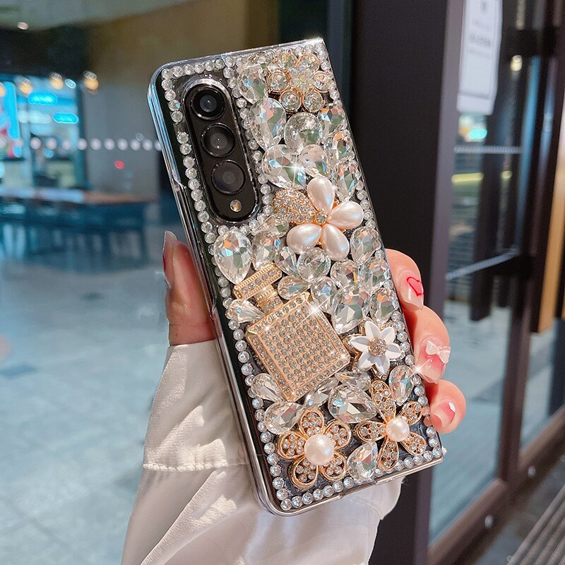 Luxury Pearl Flowers Case For Samsung Galaxy Z Fold 3 5G