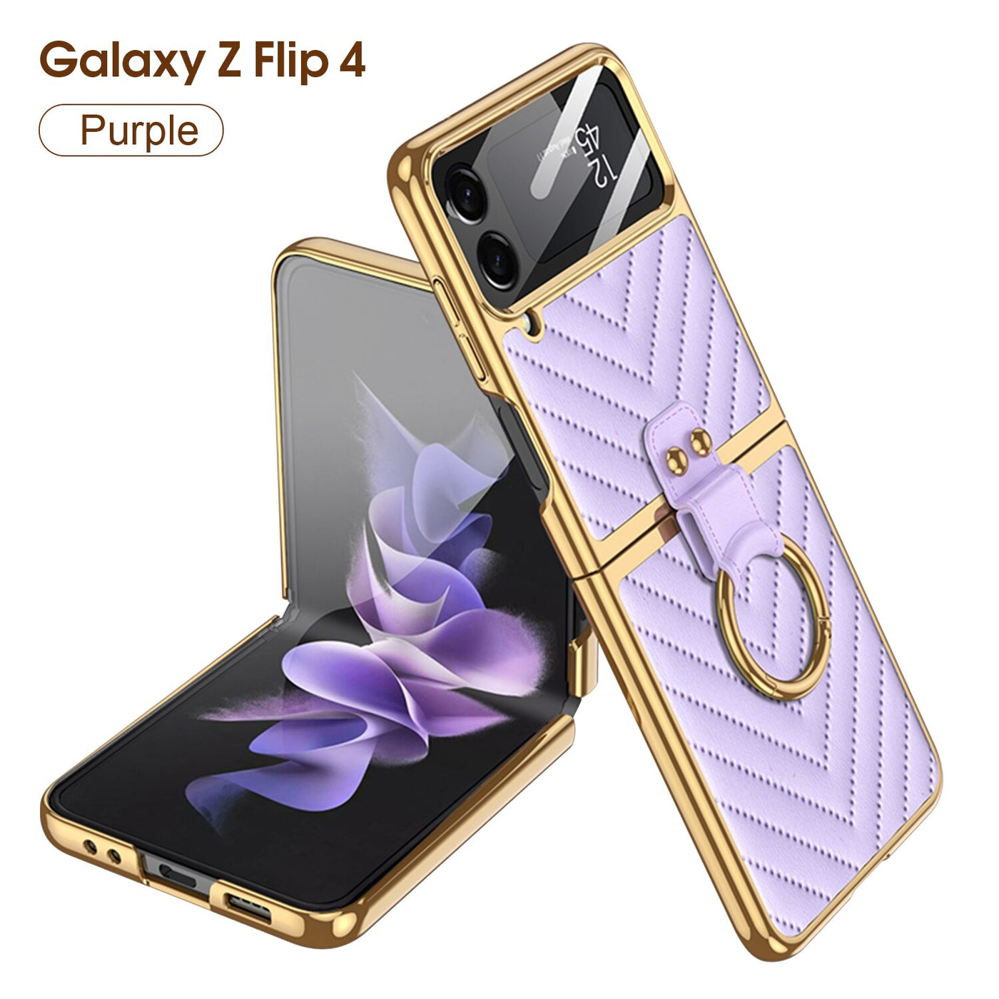 Luxury Electroplated Ring Holder Case For Samsung Galaxy Z Flip 4