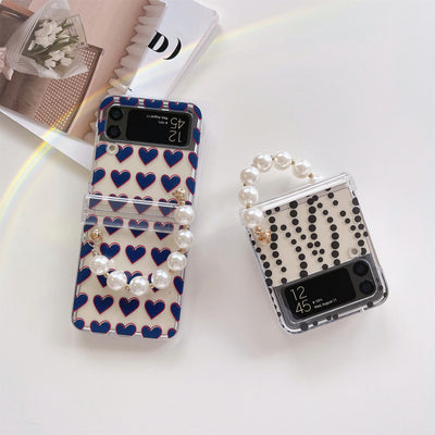 Transparent Case with Pearl Bracelet for Samsung Galaxy Z Flip 3 5G