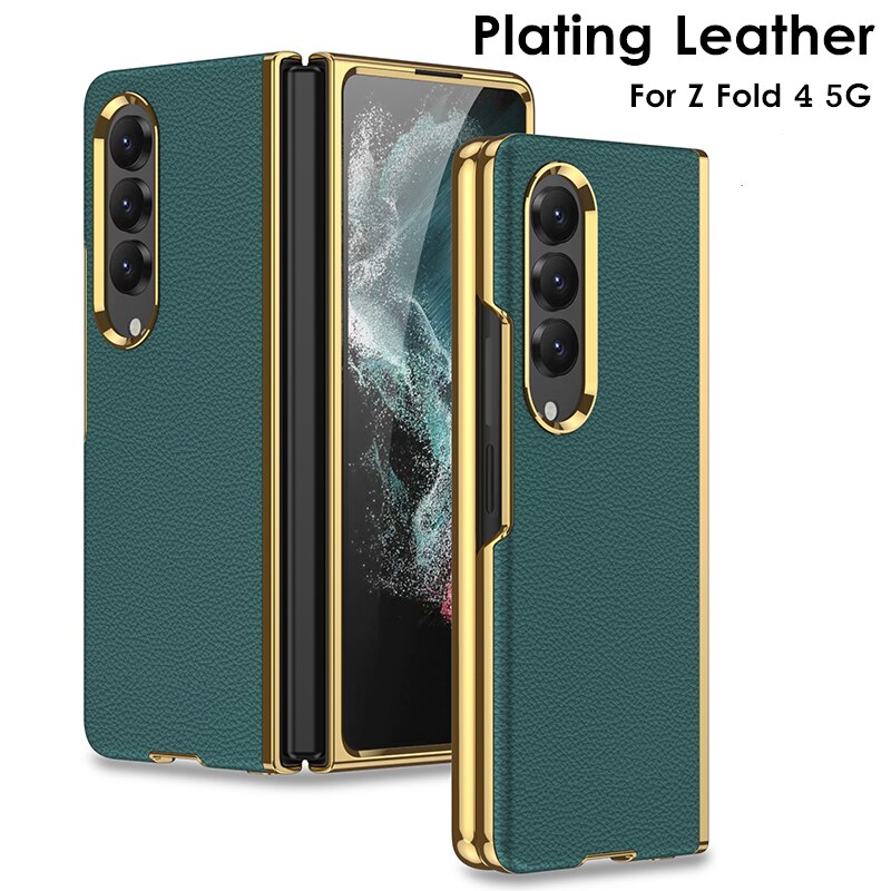 Plating Surface Leather Matte Case For Samsung Galaxy Z Fold 4