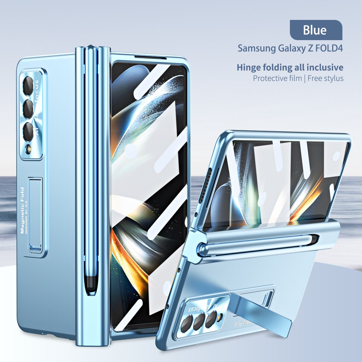 Plating Hinge Pen Holder Case for Samsung Galaxy Z Fold 4