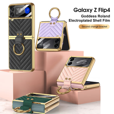 Luxury Electroplated Ring Holder Case For Samsung Galaxy Z Flip 4