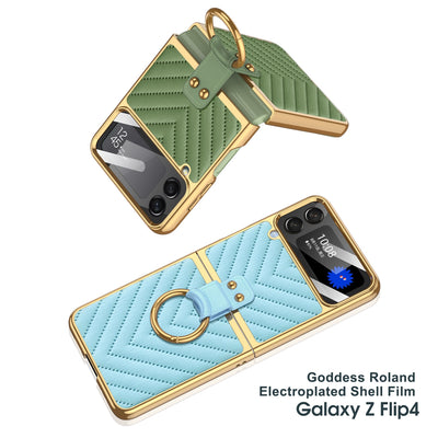 Luxury Electroplated Ring Holder Case For Samsung Galaxy Z Flip 4