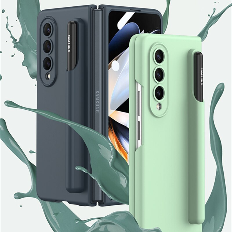 Soft Liquid Silicone Case With Pen Holder for Samsung Galaxy Z Fold 4