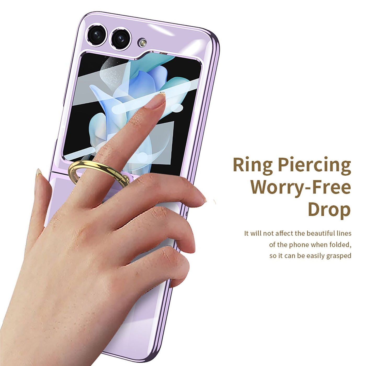 Electroplating Case with Ring Bracket for Samsung Galaxy Z Flip 5