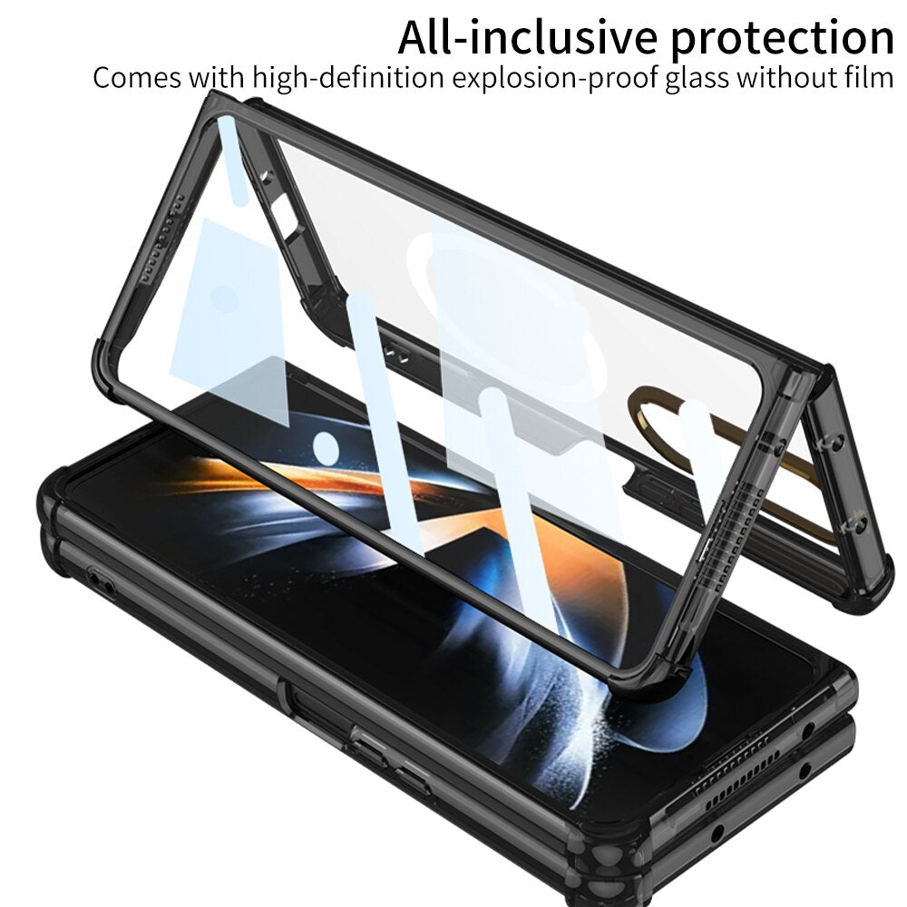 Transparent Magnetic Wireless Charging Case For Samsung Galaxy Z Fold 4