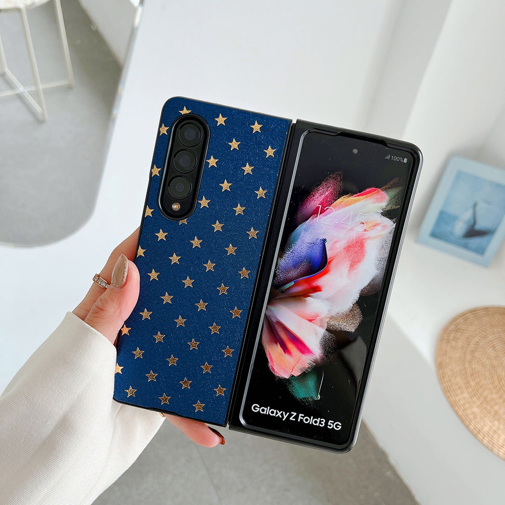 Luxury Gilding Stars PU Leather Phone Case For Samsung Galaxy Z Fold 3 5G