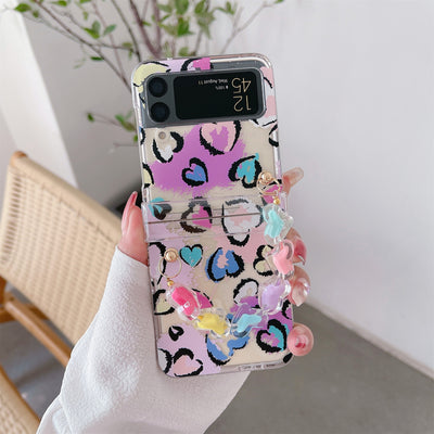 Colorful Heart Case with Bracelet for Samsung Galaxy Z Flip 3 5G