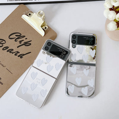 Luxury White Heart Mirror Case for Samsung Galaxy Z Flip 3