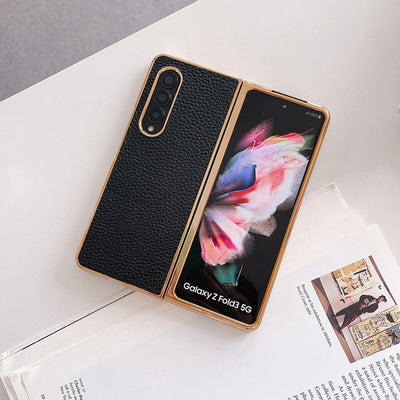 Luxury  Leather Hard Case For Samsung Galaxy Z Fold 3