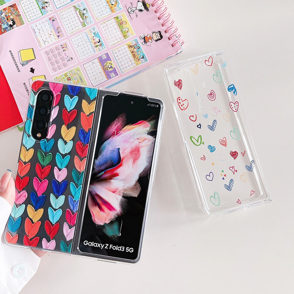 Woman Cute Colorful Love Heart Phone Case For Samsung Galaxy Z Fold 3 5G