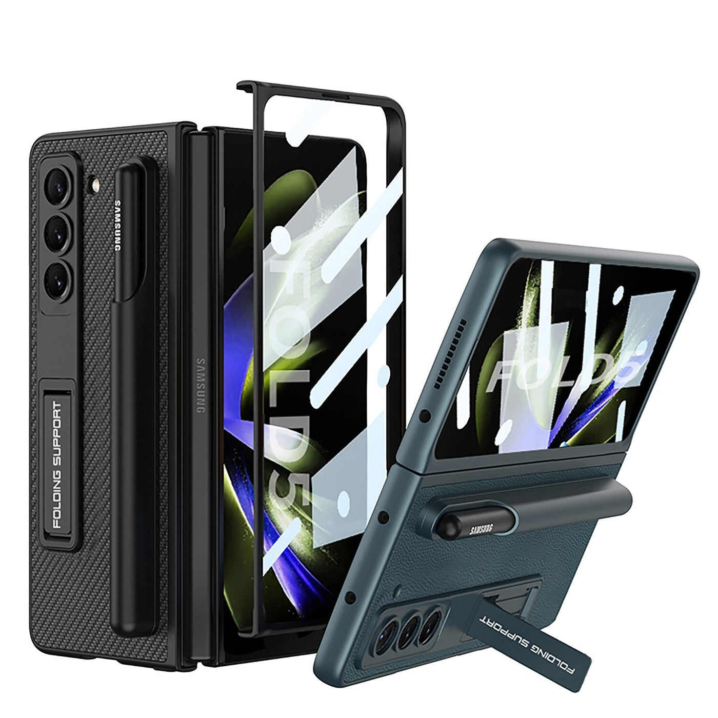 Leather Case With Pen Holder & Kickstand for Samsung Galaxy Z Fold 5