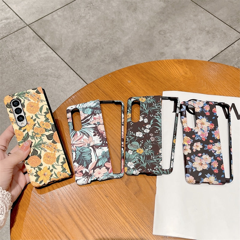 Retro Luminous Floral Case For Samsung Galaxy Z Fold 3