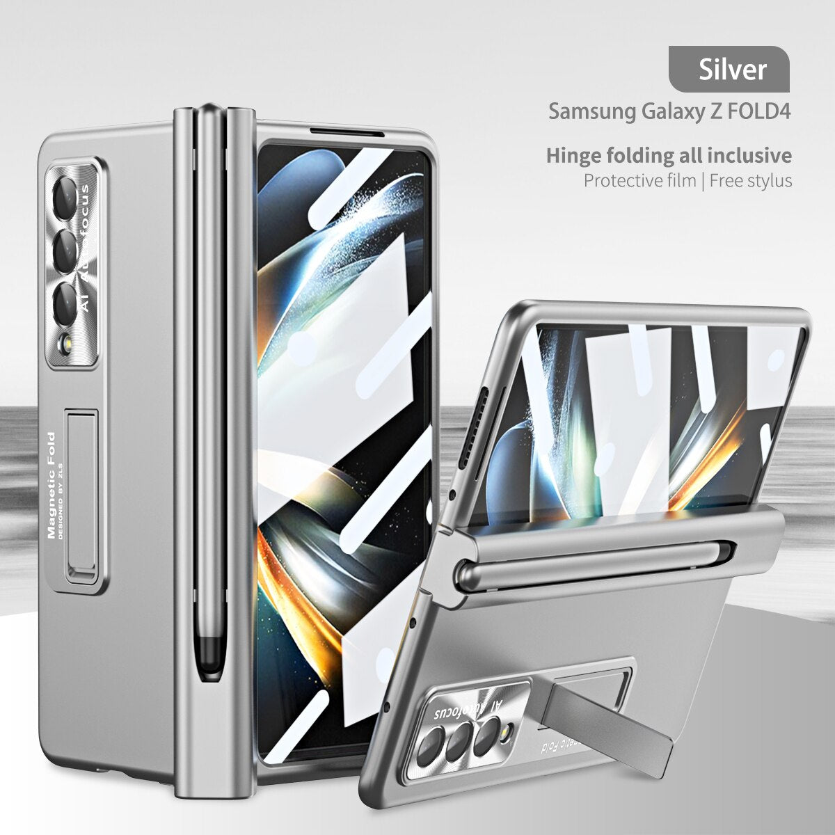 Plating Hinge Pen Holder Case for Samsung Galaxy Z Fold 4