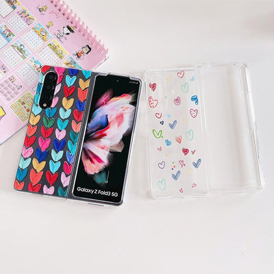 Woman Cute Colorful Love Heart Phone Case For Samsung Galaxy Z Fold 3 5G