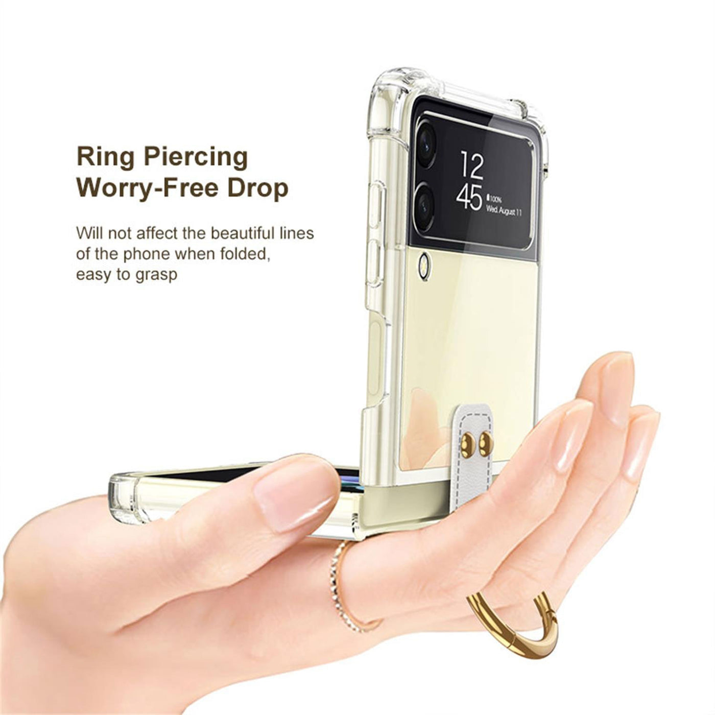 Transparent Case with Ring For Samsung Galaxy Z Flip 4