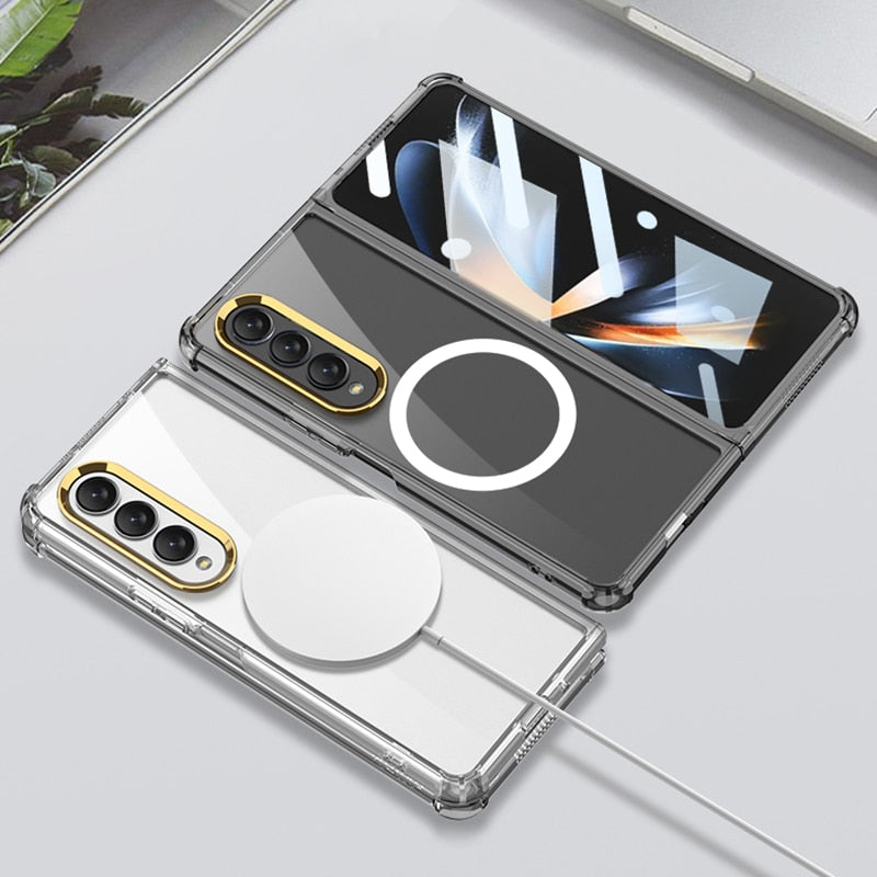 Transparent Magnetic Wireless Charging Case For Samsung Galaxy Z Fold 4