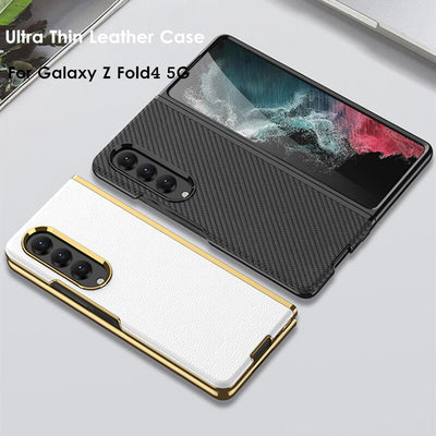 Plating Surface Leather Matte Case For Samsung Galaxy Z Fold 4