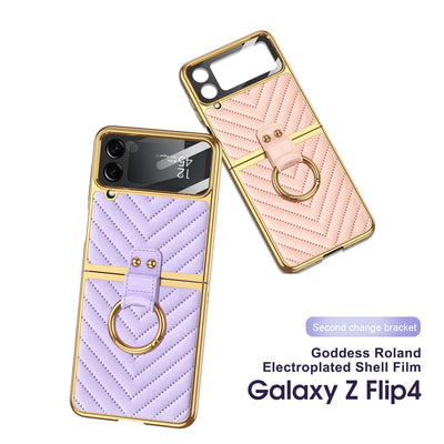 Luxury Electroplated Ring Holder Case For Samsung Galaxy Z Flip 4