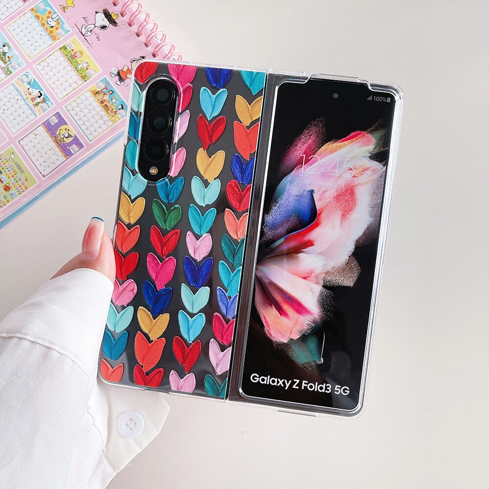 Woman Cute Colorful Love Heart Phone Case For Samsung Galaxy Z Fold 3 5G