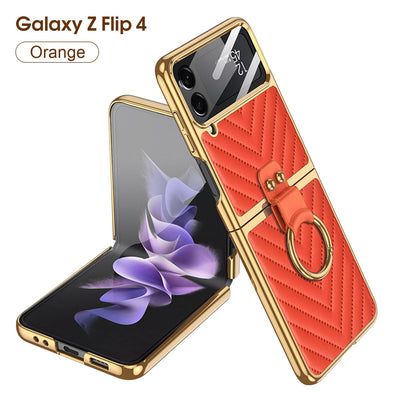 Luxury Electroplated Ring Holder Case For Samsung Galaxy Z Flip 4