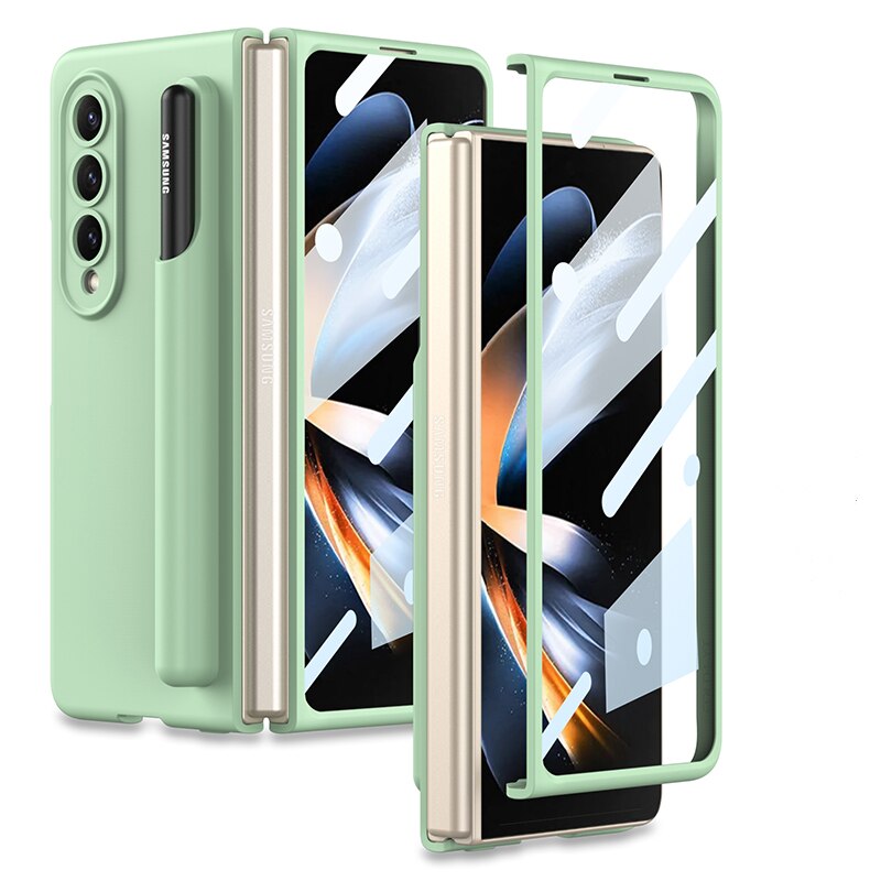 Soft Liquid Silicone Case With Pen Holder for Samsung Galaxy Z Fold 4