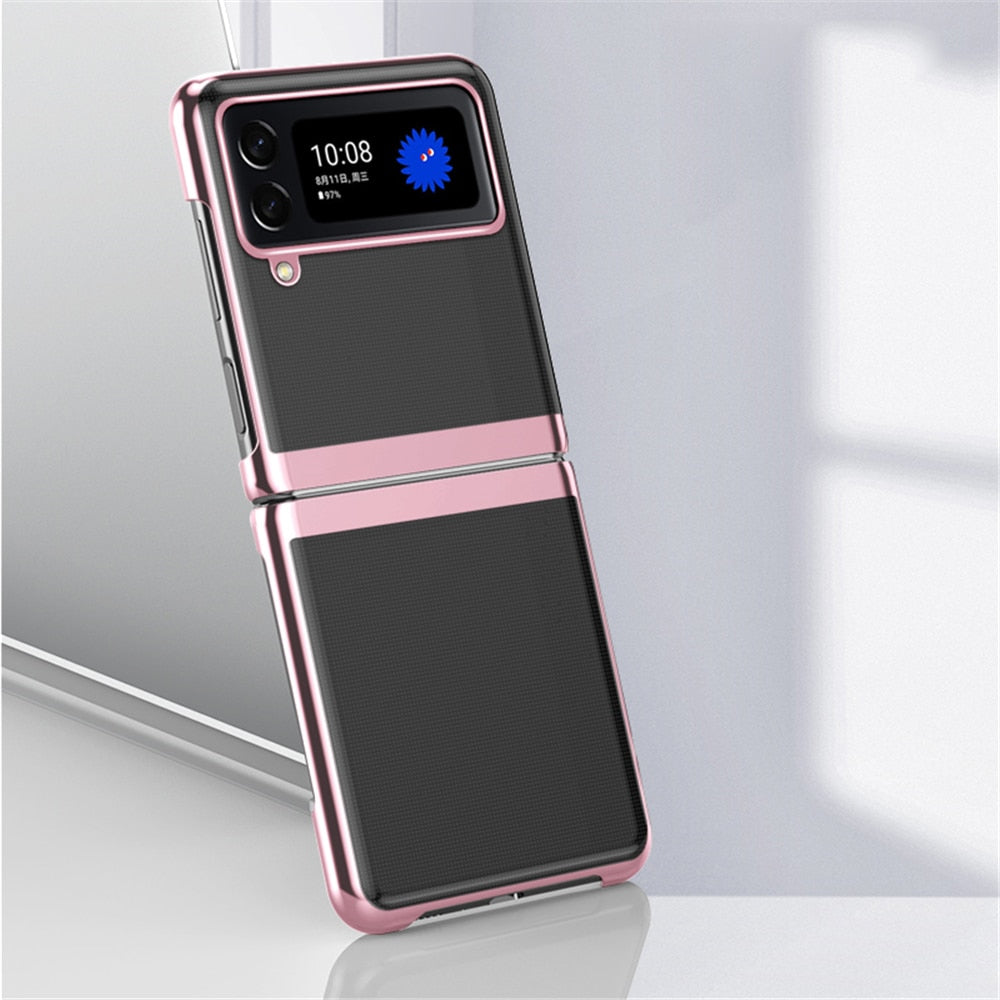 Luxury Ultra-thin Plating Transparent Case For Samsung Galaxy Z Flip 4