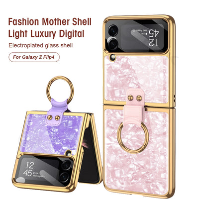 Luxury Plating Case with Ring Bracket for Samsung Galaxy Z Flip 4