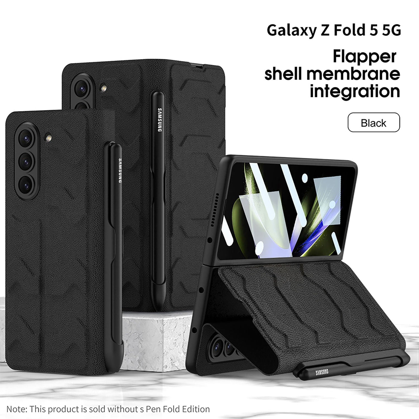 Leather Case with Side Pen slot for Samsung Galaxy Z fold 5