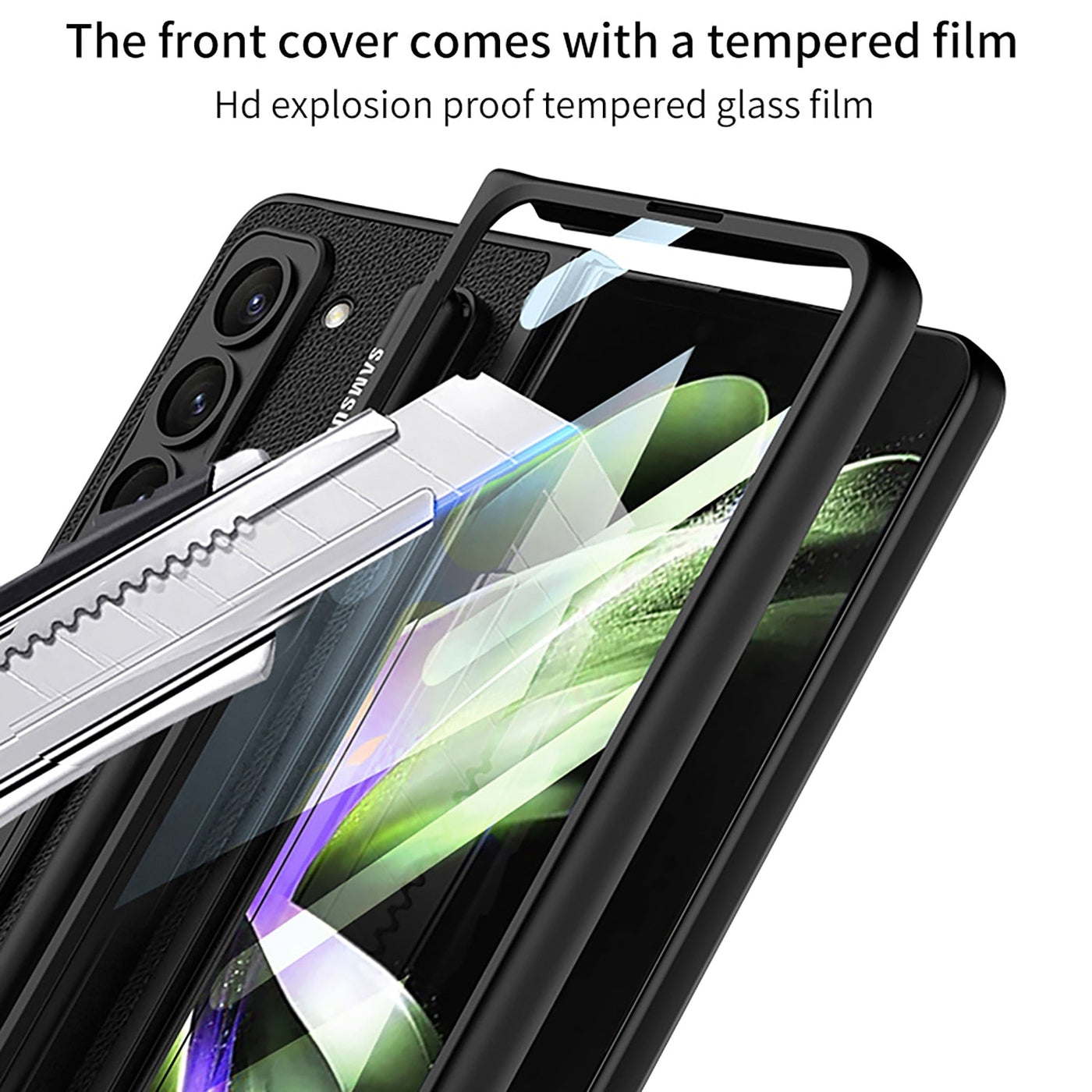 Leather Case With Pen Holder & Kickstand for Samsung Galaxy Z Fold 5